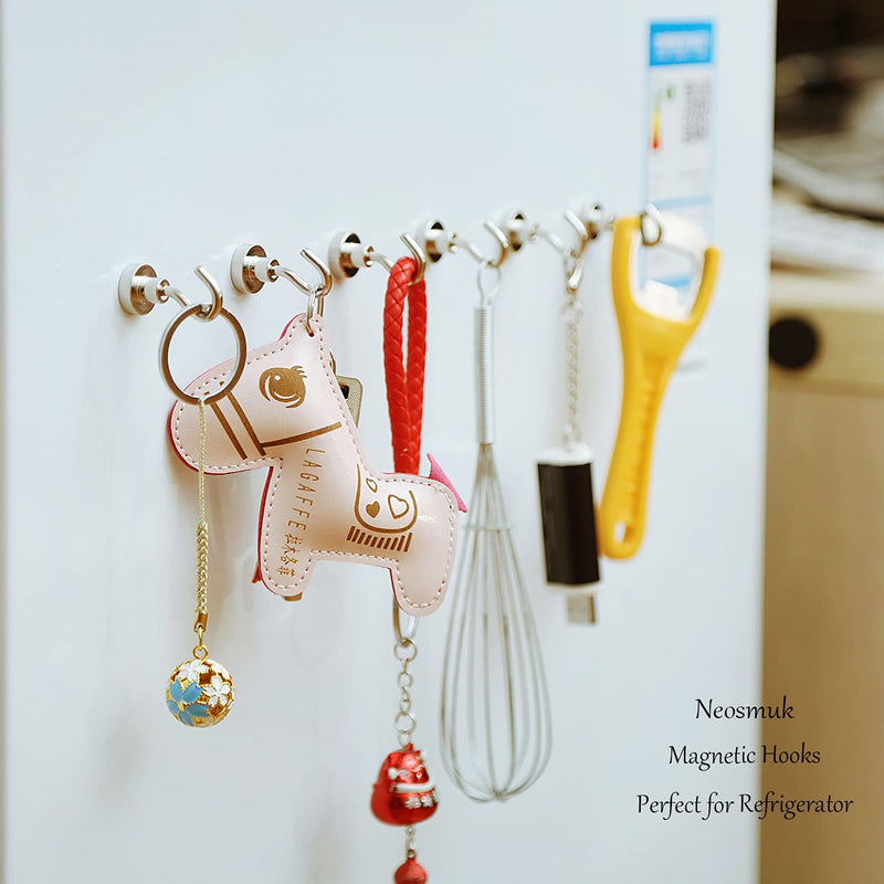 Neosmuk Magnetic Hooks, Cruise Ship Essentials, 30lb+ Heavy Duty Magnetic Hooks for Cruise Cabins, Refrigerator, Grill, Hanging, and Travel | Extra Strong Must-Haves Magnet Hook,Silver,5 Pack Silver 30lb+ Magnetic Hooks