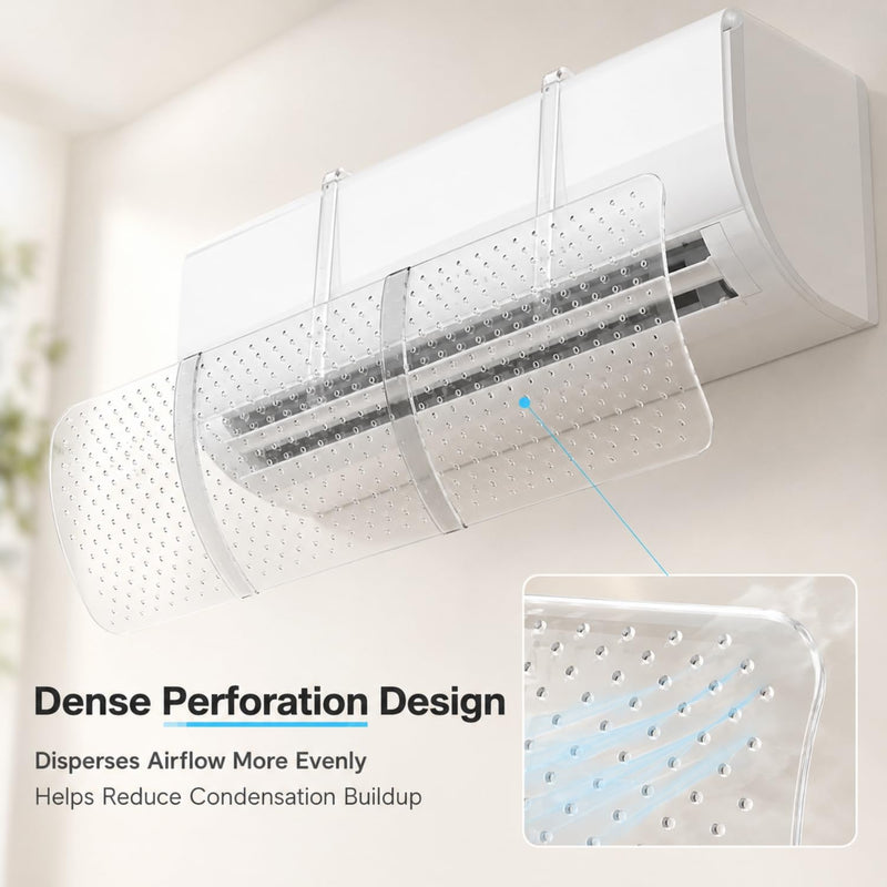 Air Conditioner Deflector, Mini Split Air Deflector Adjustable Anti Direct Blowing, No Drill AC Deflector ABS for 28-40in Wall Mounted Air Conditioner Bedroom Office Home Clear