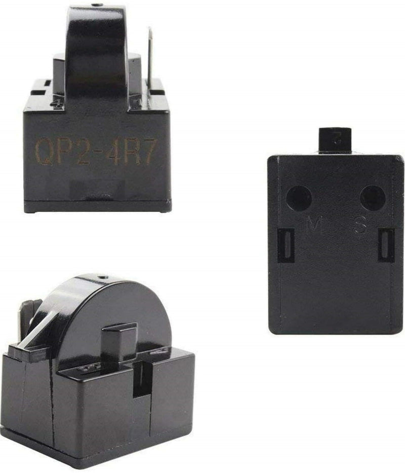 1Pcs QP2-4R7 1Pin 4.7 Ohm PTC Refrigerator Starter/Start Relay for Vissani Danby Compressor Relay and 1Pcs Refrigerator Overload Protector 1/2HP（2 Pieces in Total