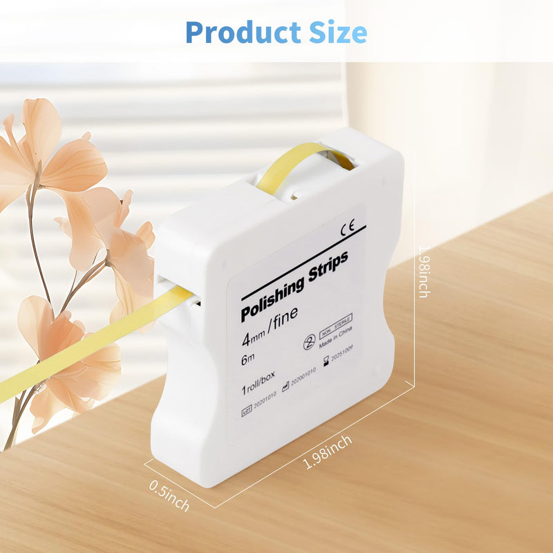 Annhua Dental Sanding Strips Ultrafine Dental Polishing Strips, 4mm x 6M Abrasive Dental Tape, Plastic Dental Sandpaper Strips for Teeth Grinding and Deep Teeth Cleaning - Yellow