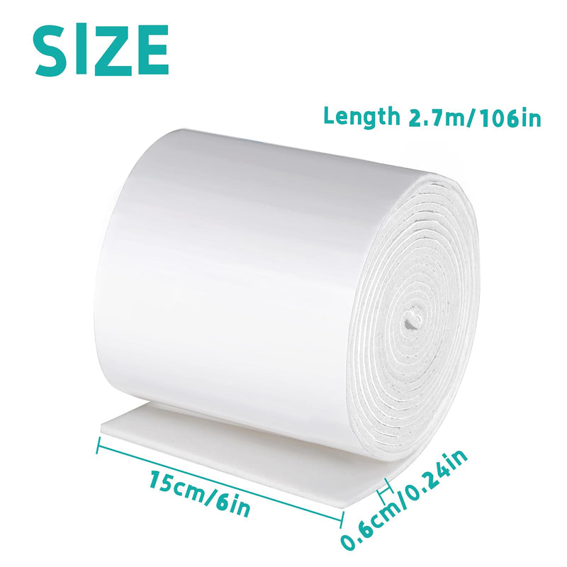 1/4" x 6" x 3 Yard Adhesive Felt Padding Felt Adhesive White Felt Roll Orthopedic Part for Wound Cushioning Cuttable Felt Padding for Provide Cushioning and Support in Pain Foot, 1 Roll
