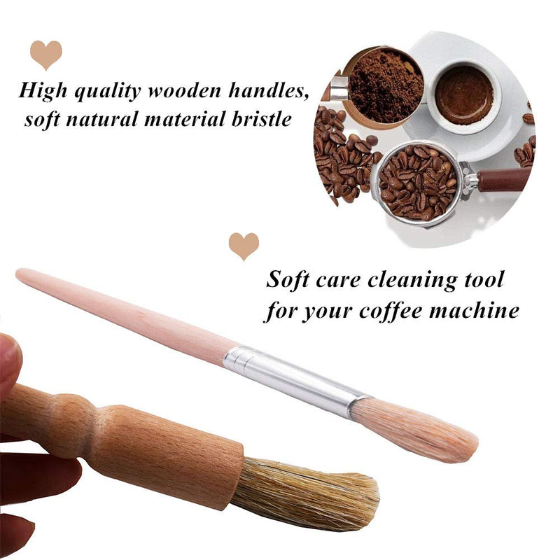 DXary 5 Pieces Coffee Brush Set Professional Espresso Brush Kit Include Wooden Coffee Grinder Machine Cleaning Brush and Nylon Espresso Brush for Coffee Machine Group Head (5)