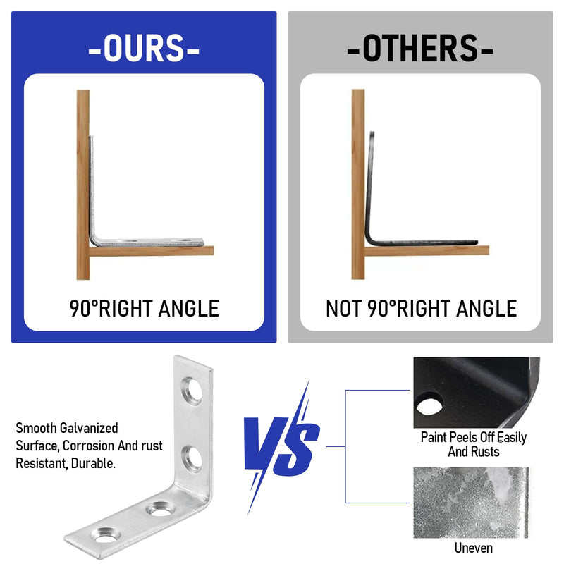 40 Pack L Bracket Corner Braces, Small Metal L Brackets for Wood, 1.5 inch Steel Joist Right Angle Brackets for Wood Shelves Chair Drawer Cabinet with Screws, Zinc Plated HOME MASTER HARDWARE 1-1/2 inch Zinc-40Pack 40