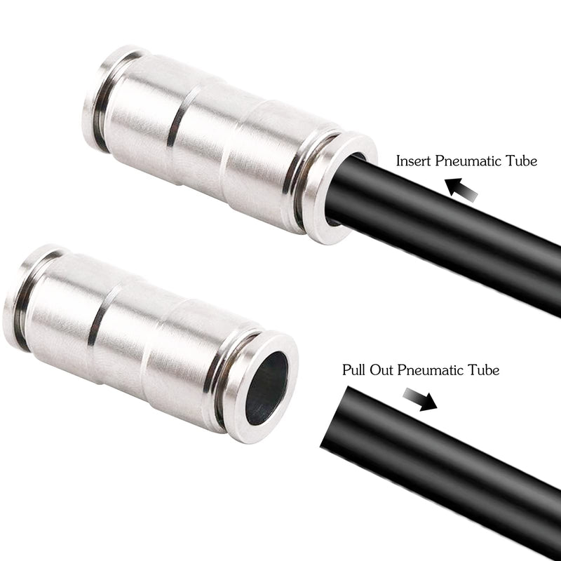 1/4 Union Straight Push to connect fittings Stainless Steel Pneumatic Push Connectors,CEKER 1/4" x 1/4" OD Tube Quick Connect Fittings Air Line Fittings for 1/4 inch Tube 2Pack
