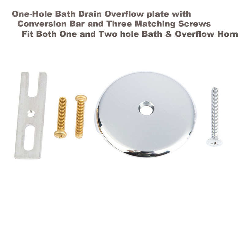 Artiwell Push & Lock Tub Trim Set with Single-Hole Overflow Faceplate, Bathtub Conversion Kit Assembly with Conversion Bar, Universal Fine/Coarse Thread, No Putty Installation (Chrome Plated) Chrome Plated