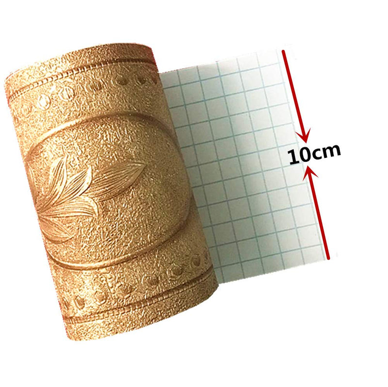 5 Meters Royal Peony 3D Self Adhesive Peel and Stick Waterproof Wall Border Easy to Apply 4 Inch by 16.5 Feet (Gold) Gold