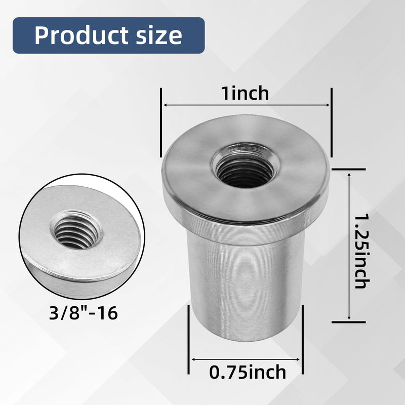 Weld On Nut,1/2"-13 Thread Long Threaded Stepped Female Weld Nut Steel Chassis Mount Tab (6pcs) 6-Pack 1/2"-13