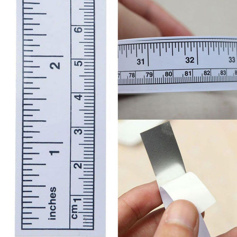 Self-Adhesive Measuring Tape, Double Scale Stick on Workbench Ruler, Sticky Tape Measure for Work Bench, Saw Table, Drafting Table, 36",Linear Measurement