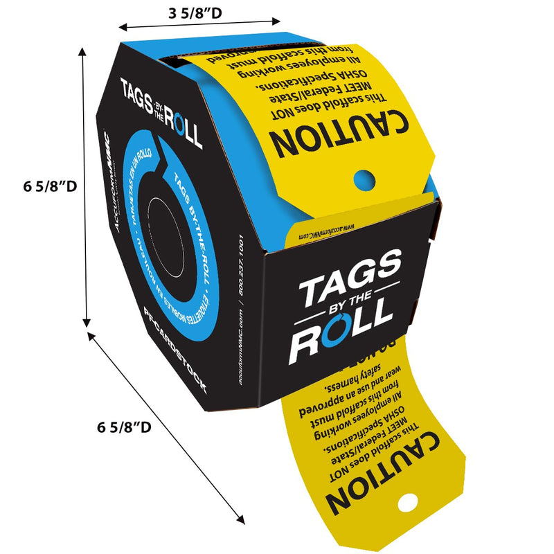 100 Scaffolding Tags by-The-Roll, Scaffold Does Not Meet Federal/State OSHA Specifications, US Made OSHA Compliant Scaffold Tags, Waterproof PF-Cardstock, Resists Tears, 6.25"x3", TAR101 100 Tags