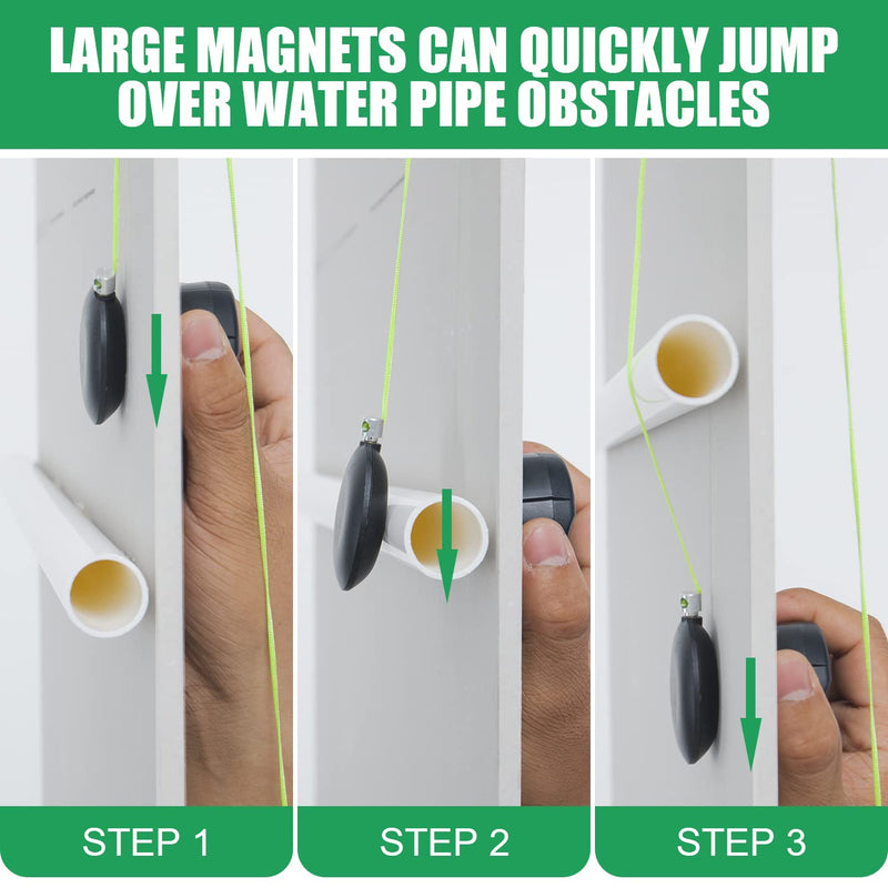 Zezzo Magnetic Wiremag Puller,Wire Puller Tool,Fish Tape Wire Pulling System,Wire Cable Wire Fishing Tools Coaxial Electrical Fish Tape Pull Push Kit Behind Indoor Home Office Outdoor Garden Walls