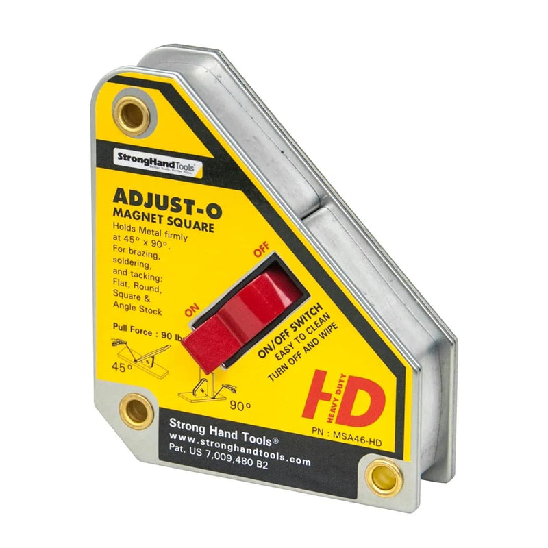 Strong Hand Tools MSA46-HD Adjust-O Heavy Duty Magnet Square, On/Off Switches, 65 lbs Pull Force, 4-3/8" Length, 3-3/4" Width, 1-1/8" Height