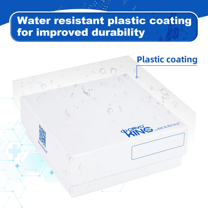 Lab Freezer Box with Plastic Coating, 2 Inch Height Cryobox, 81-Well Microtube Cryo Boxes for Lab Freezer, White, Pack of 5 2 in,81-well