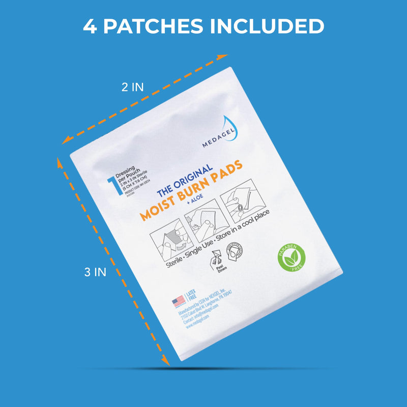 The Original Moist Burn Pad - Hydrogel Healing Pads, Soothing & Moist Skin Care Patch for Burns & Wounds, 2” x 3” Dressing 2x3