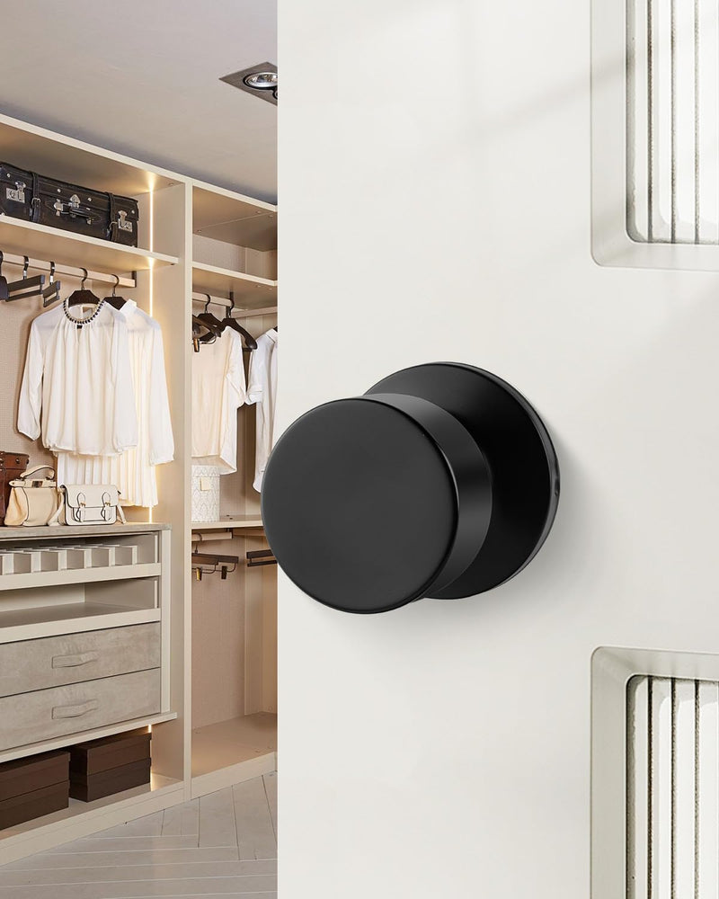 Haidms Matte Black Closet Door Knobs, Passage Door Knob for Closet, Black Round Door Knobs Interior Hallway 3 Pack