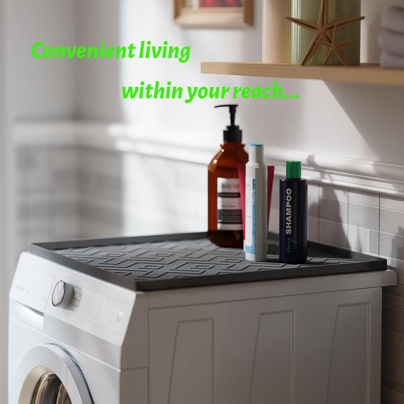 Mini Fridge Silicone Mat 19.7"x19.7"x0.4" - Non-Slip, Spill-Proof, Drip Prevention | Ideal for Refrigerators, Washing Machines, Dryers, Wine Coolers, and Dishwashers Black 19.7' * 19.7'