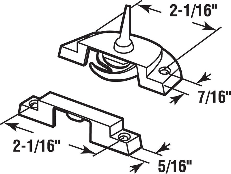 Prime-Line F 2588 Sash Lock, 2-1/16 In. Hole Centers, Fits Single and Double Hung vinyl Windows, Diecast, White, (Single Pack) 1 Count (Pack of 1)