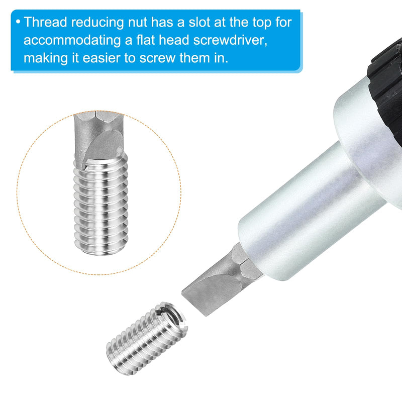 PATIKIL Thread Adapters Sleeve Reducing Nut, 10 Pcs M6*1 Male to M4*0.7 Female Repairing Insert Nut Screw Reducer Conversion Stainless Steel Fastener 8mm M4xM6x8mm