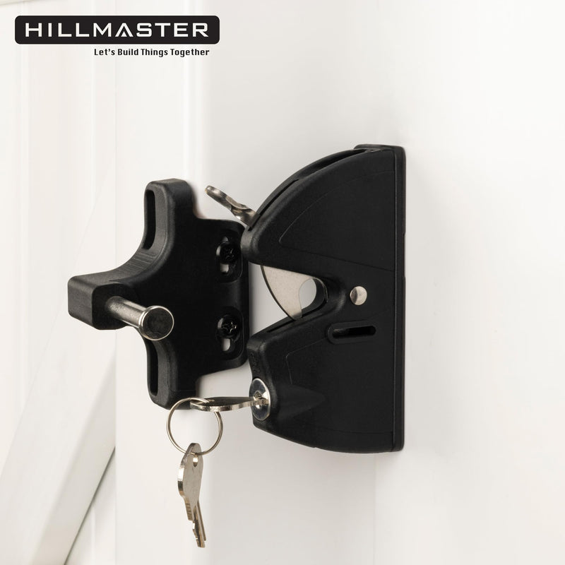 Key Lockable 2 Sided Gate Latch Key,Self Locking Gate Latch Gate Fence Lock for Outdoor Gates,Locking Gate Door Lock Fence Latch Gate Hardware for Metal,Wood,Vinyl Fence,Black Finish