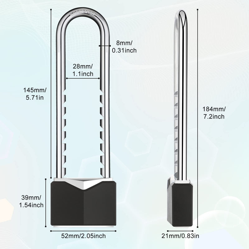 4 Pcs Long Shackle Padlock with Key 2 Inch Solid Brass Removable Adjustable Length Black Shackle for Gates, Cabinets, Motorcycle, Bike Lock