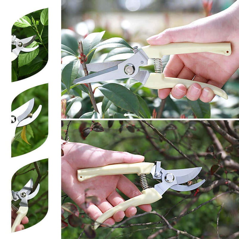 BUGUI Garden Shears Set of 2, Includes 1 Bypass Pruning Shears and 1 Straight Blade Garden Scissors, Sharp, Lightweight C012