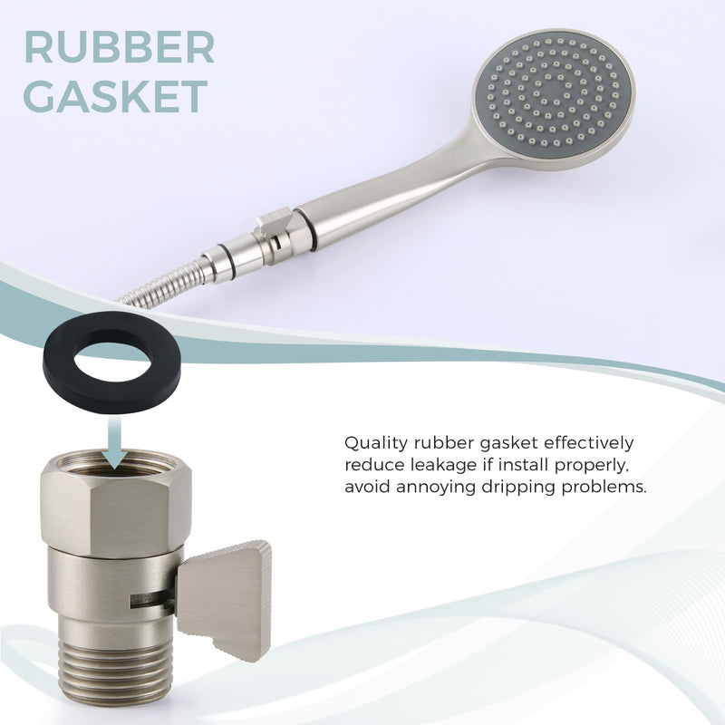 Shower Head Shut off Valve, Brass Water Flow Restrictor with Lever Handle, Brushed Nickel