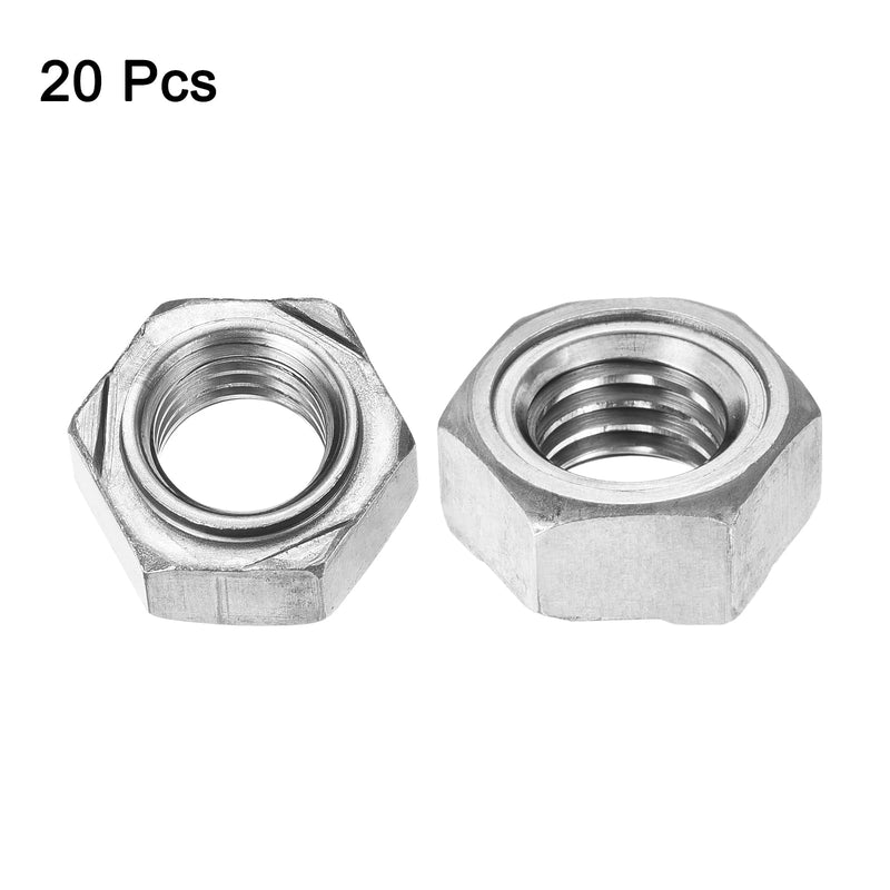 uxcell 20Pcs Hex Weld Nuts, M12x1.75mm Carbon Steel Hex Nuts with 3 Projections Machine Screw for DIY Home Repair Machinery, Silver M12x1.75 20