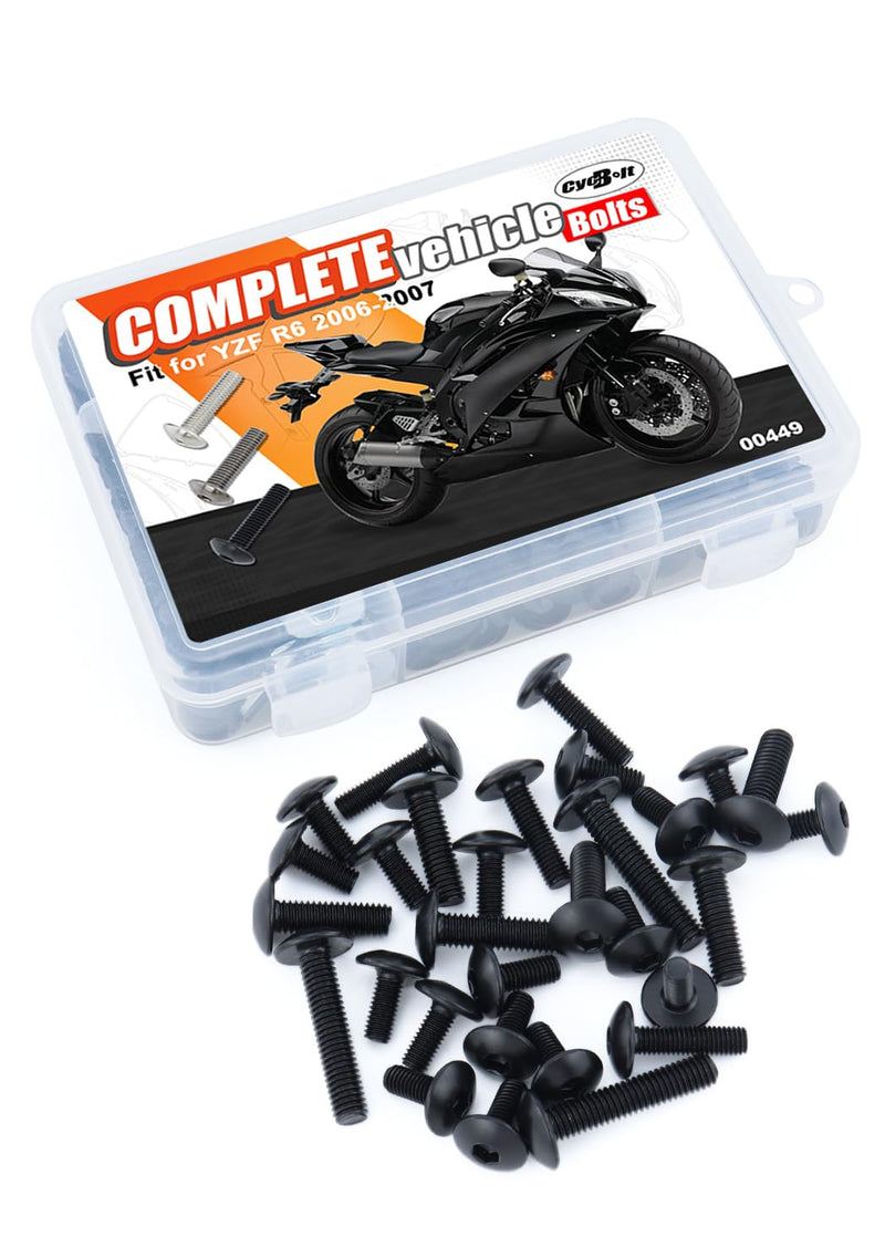 Full Sets Fairing Bolts Kit Compatible with YZF-R6 2006-2007 | Fit for YZF R6 Fairing Bolt Mounting Kits Cowling Screws Complete Cowling Screw Nut Fasteners Accessories