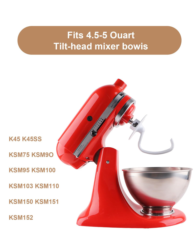 C-shaped K45DH Coated Dough Hook, Attachment for KitchenAid 4.5-5.0 Quart Bowel, Compatible with KitchenAid K45 K45SS KSM90 KSM150 Tilt-Head Stand Mixers
