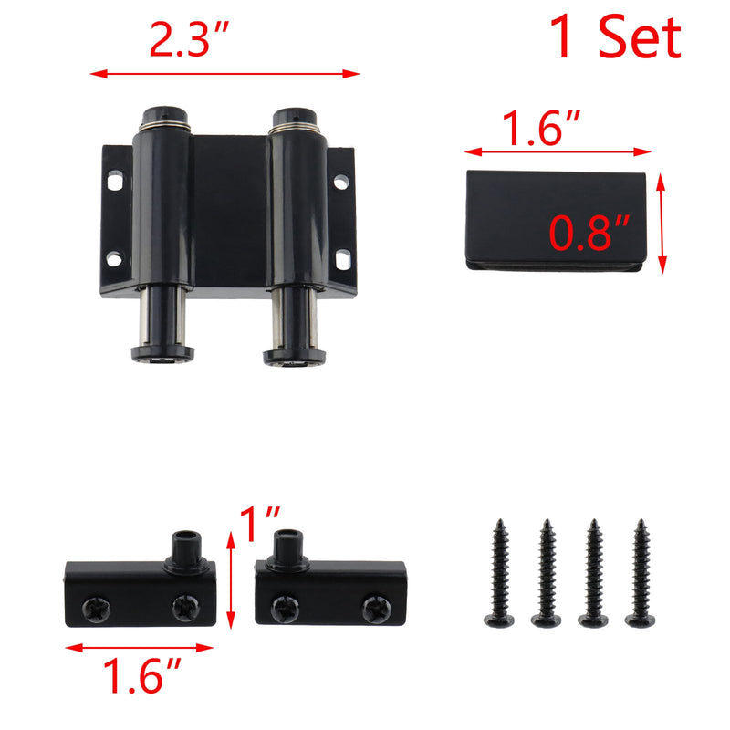 T Tulead Double Magnetic Latch Catch Glass Door Latch Clamp Black Magnetic Touch Latch Set Style 2, Black