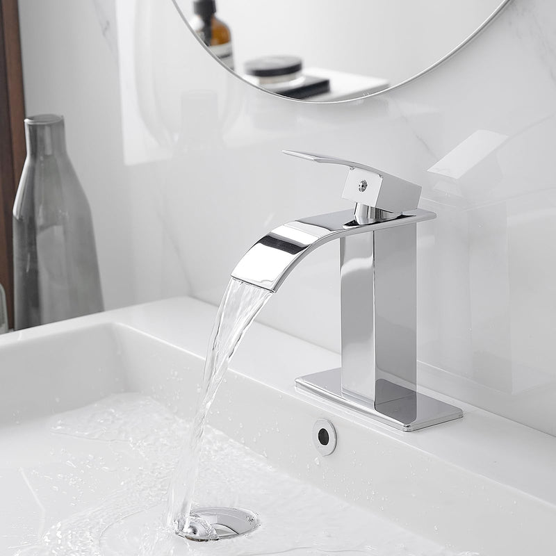 6 Inch Chrome Sink Hole Cover, 4" Hole Cover Deck Plate, Bathroom Faucet Deck Plate, Stainless Steel Square Escutcheon for Bathroom or Kitchen Single Hole Vanity Sink Faucet