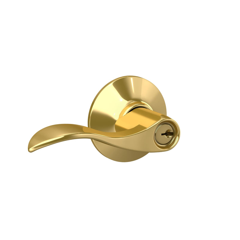 Schlage Accent Keyed Entry Door Handle, Reversible, Bright Brass Standard