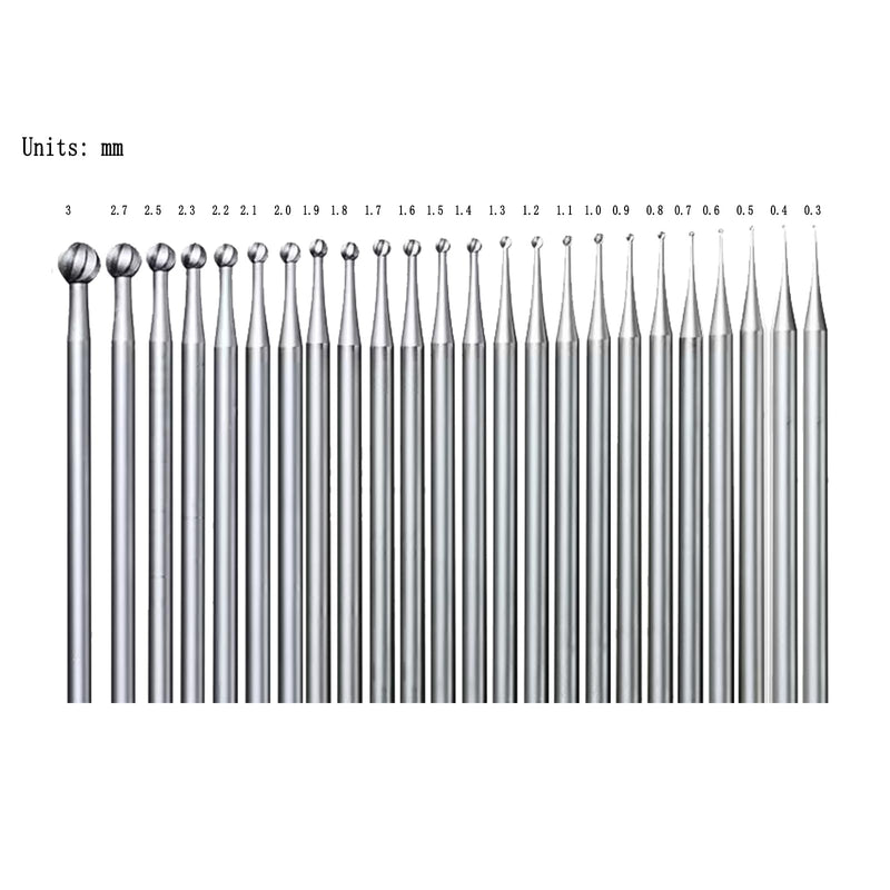 24 Pcs Round Ball Burr - 3/32'' Shank Ball Shape Jewelry Cutting Burs Lapidary Carving/Engraving Tools