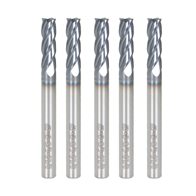 kimllier 5Pcs 3/16 Inch 4 Flute Carbide End Mill, CNC Square Nose End Mill Bits Straight Shank Drill Bits 2 Inch Overall Long