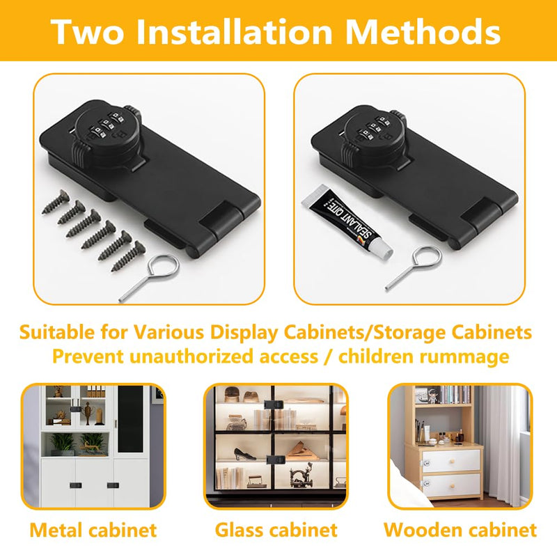 Bifold Door Lock - 2 Pack White Sliding Closet Locks for Double Doors Cabinet Lock Anti-Pry 3-Digit Password Combination Twist Knob Hasp Latch Locks for Barn Door Cupboard Pantry 4.5 inch White 2 Pack