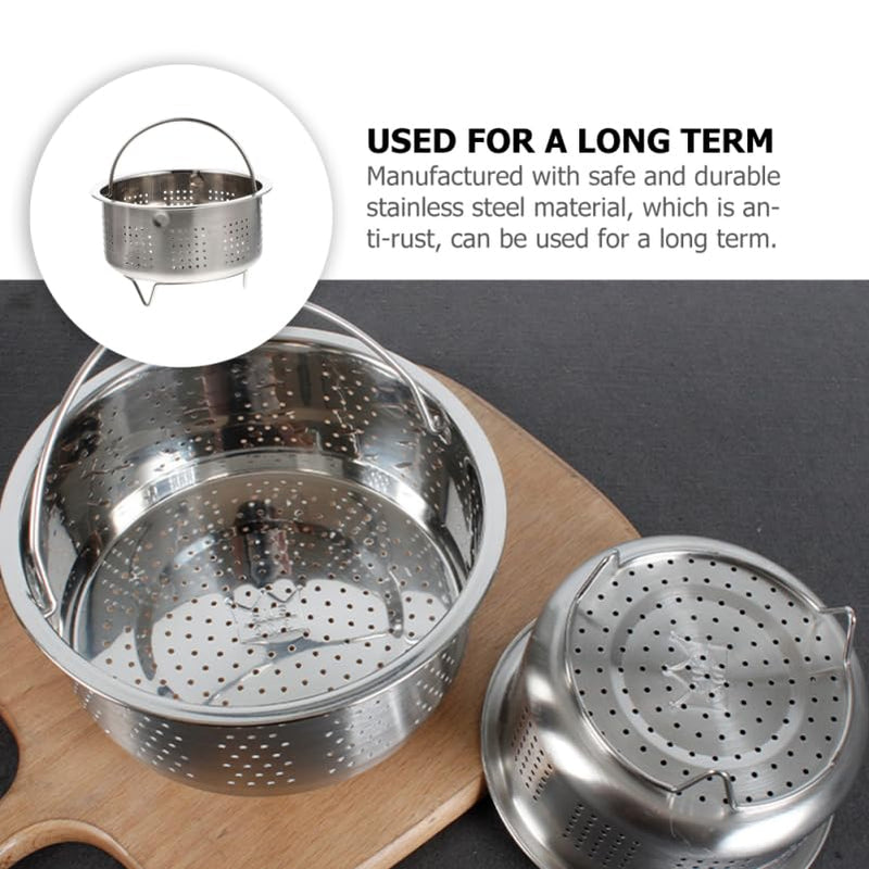 Stainless Steel Steamer Basket 6.88 X 6.88 X 3.74 in Rice Cooker Insert for Steam Cooking Food Steaming Rack for Ramen Pasta Soup Cereal Oatmeal