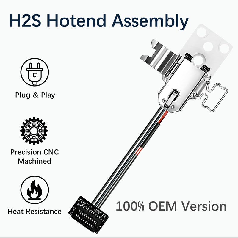 Original H2S Hotend Heating Assembly Kit for Bambu Lab H2S 3D Printer, H2S Hotend Assembly Extruder Parts Quick-Change with Heater Cartridge and Thermistor, Base Clip