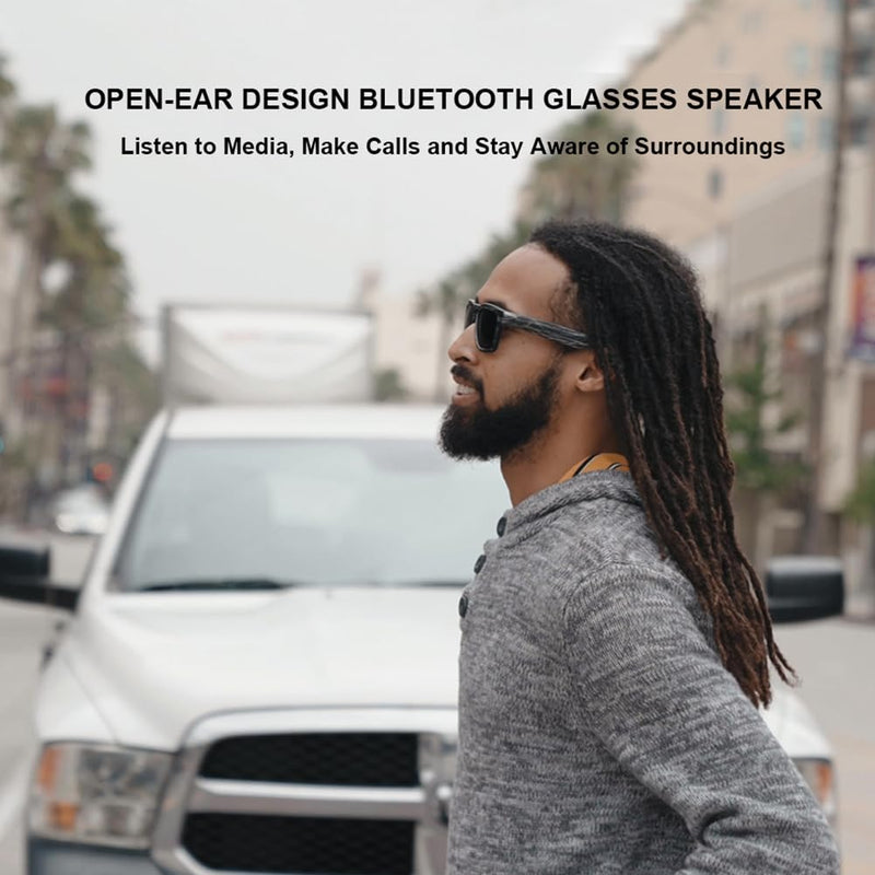 OhO Smart Glasses,Polarized Sunglasses with Bluetooth Speaker,Athletic/Outdoor UV Protection and Voice Control,Unisex(Mirror Blue Lens) Black Frame-blue Lens