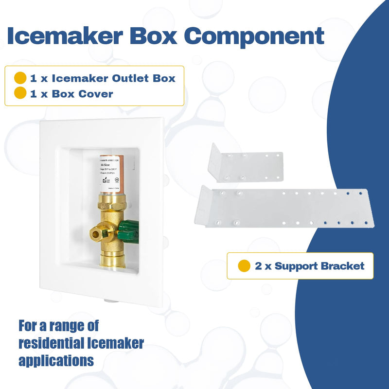 1PCS GUOFIS Icemaker Outlet Box,1/2" CPVC Inlet Connect(IM009-1) 1 CPVC/Copper