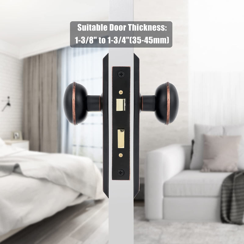 2 Pack Mortise Lock Set for Interior Door, Antique Door Knobs with Lock and Skeleton Key, Old Door Knob Replacement Fits 1-3/8 in 1-3/4 in, Oil Rubbed Bronze Finish Mortise(2 Pack)