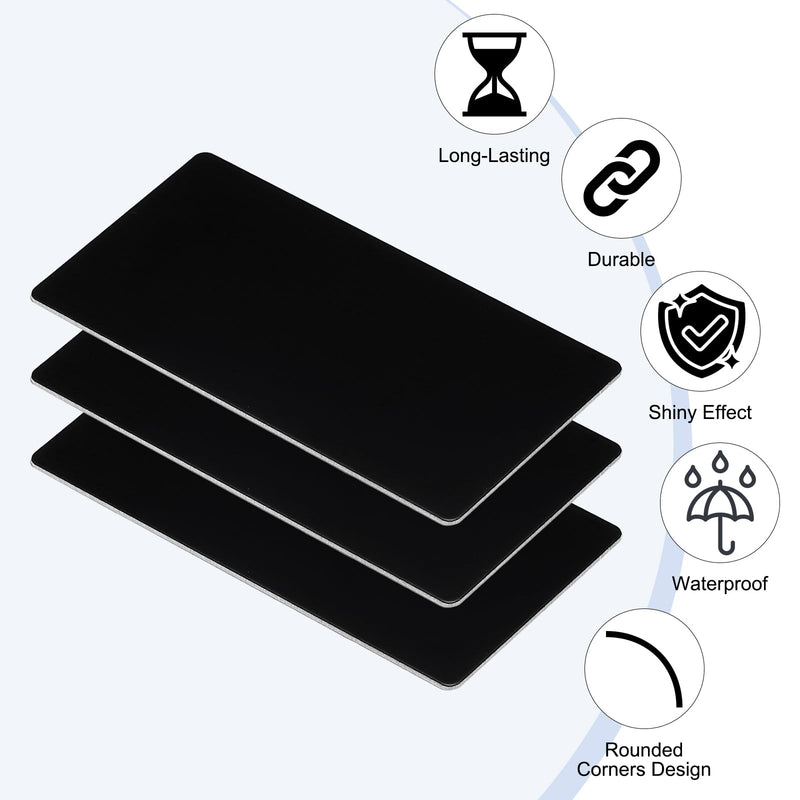 PATIKIL 3x2 Inch Anodized Aluminum Sheet Metal, 22 Pack Self Adhesive Laser Plates Engraving Blanks 1MM Thin for Crafting DIY House, Black 3x2x0.04 Inch