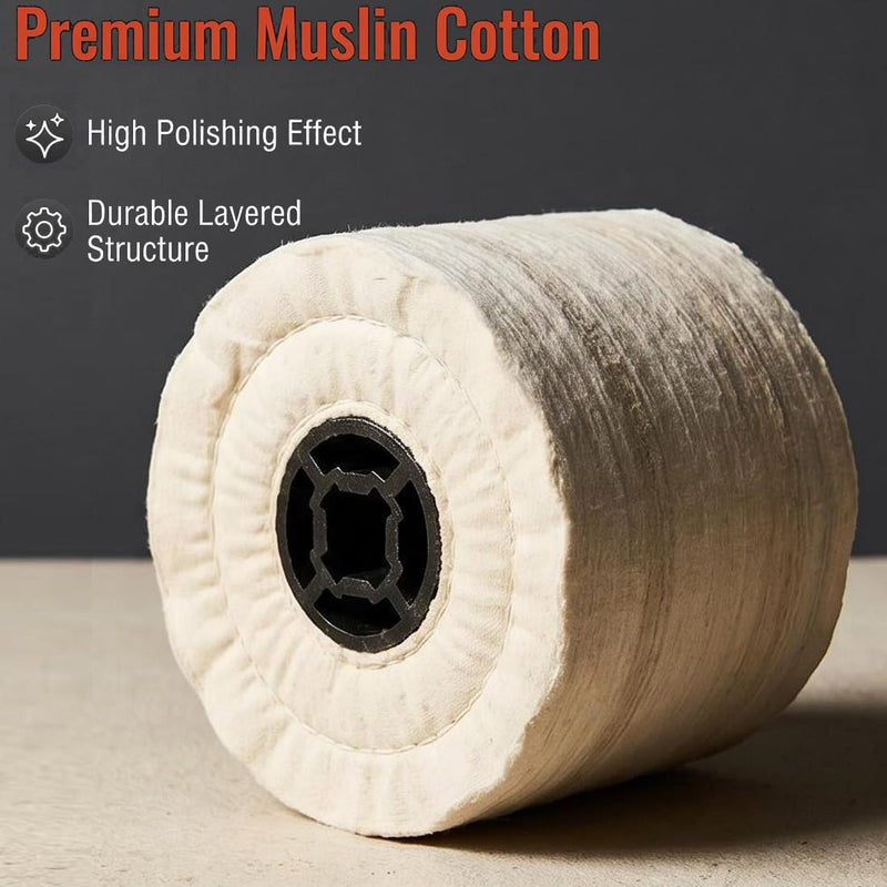120x100mm Cotton Buffing Drum,3/4 Inch Quad Keyway Fine Burnishing Drum for Jewellery Polishing White Cotton Burnishing Drum