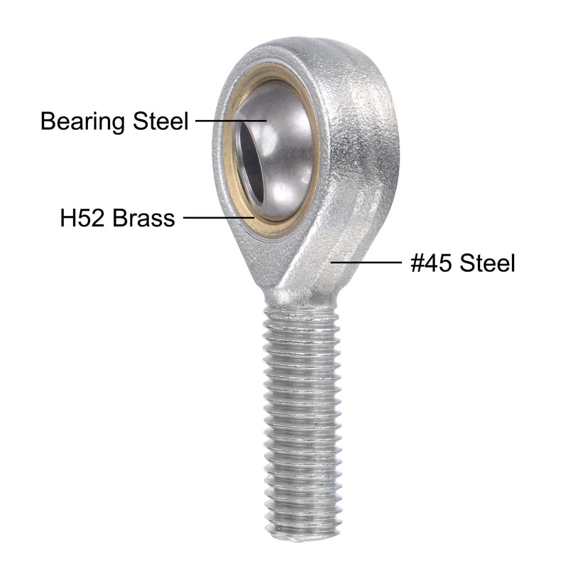 uxcell 2pcs SA10TK POSA10 Spherical Rod End Bearing 10mm Bore Self-Lubricated Joint Bearing M10x1.5 Left Hand Male Thread Connector