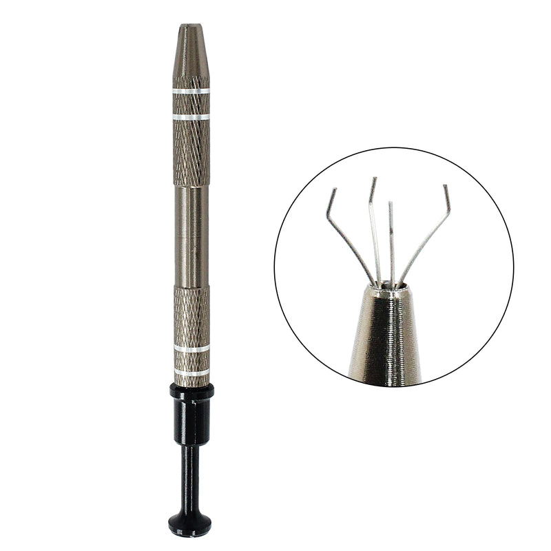 Hordion 4-Claw Pick up Tool Piercing Ball Grabber, Stainless Steel 4 Prongs Jewel Pickup Tool Terp Pearl Grabber for IC Chip Electronic Components Nails Clamping, Gray 1 Pcs