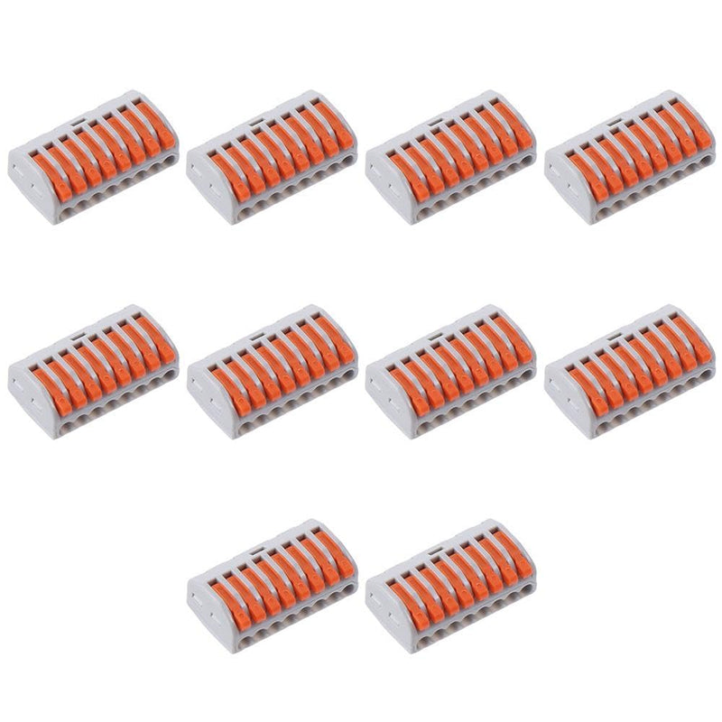10Pcs Classified Conductor, Useful Compact Terminal, PCT-218 Cable Connect, Tie Rod Nut, Orange 8-Port Wire Connector for Quick Connect