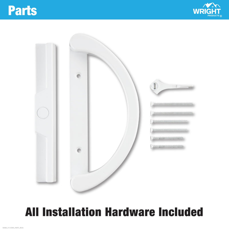 Wright Products Patio Sliding Door Handle Set, Mortise Style, Perfect Replacement for Damaged Sliding Door Handles, Sleek Design, Reversible Design(Non-Handed), White