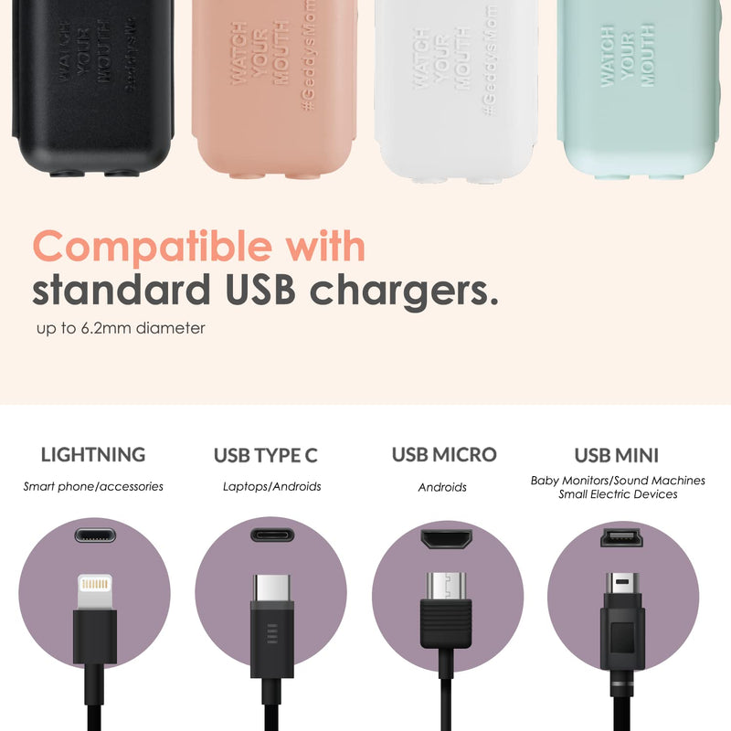 Watch Your Mouth Baby Proof Cord Cover | Award-Winning USB Charger Cover for Baby Proofing Cords | BPA & Phthalate-Free Charger Cover Protector | Electrical Safety Baby Products, (3-Pack, Dusty Aqua) 3/Pack