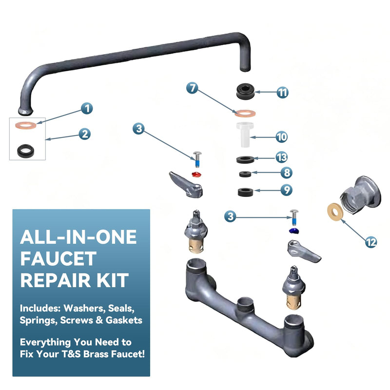 B-6RK Repair Kit for T&S Brass Faucet Cartridges & Spray Valves