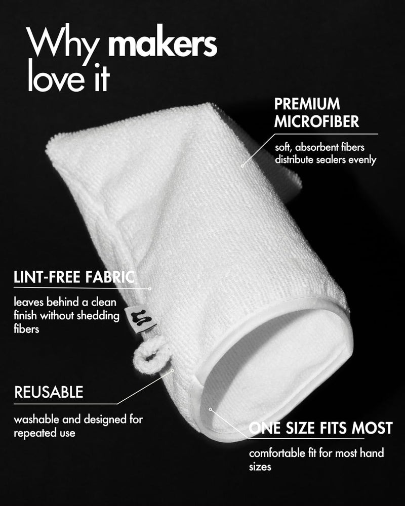 Microfiber Applicator Gloves, Reusable Applicator Mitts for Concrete Sealers, Wood Oils, Waxes & Stains, Brush-Free & Streak-Free Finish, 5 Pack