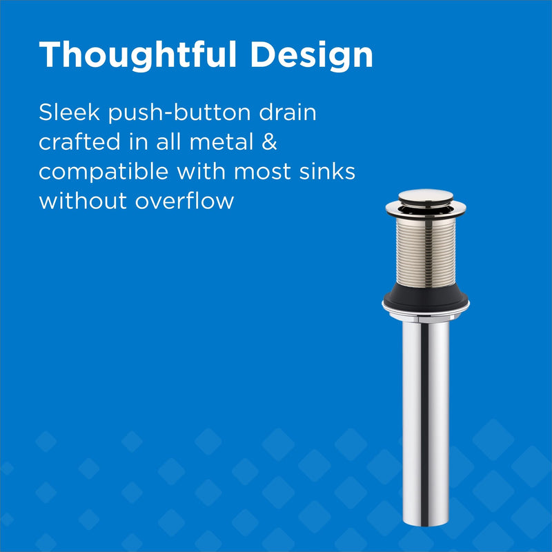 Gerber 1-1/4 in. Touch-Down Bathroom Sink Drain Without Overflow Polished Nickel