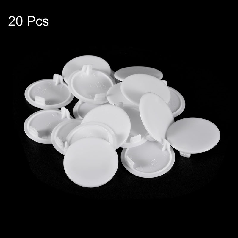 uxcell 20Pcs Hinge Hole Covers, 35mm(1 3/8") Dia Plastic Concealed Hole Cover Round Flush Type Caps for Furniture Cabinet Cupboard, White